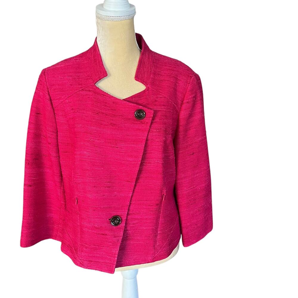 WORTH New York Pink Silk Blazer Crop Jacket Size 14